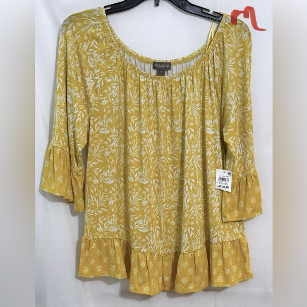 Style & Co. Floral Blouse Yellow